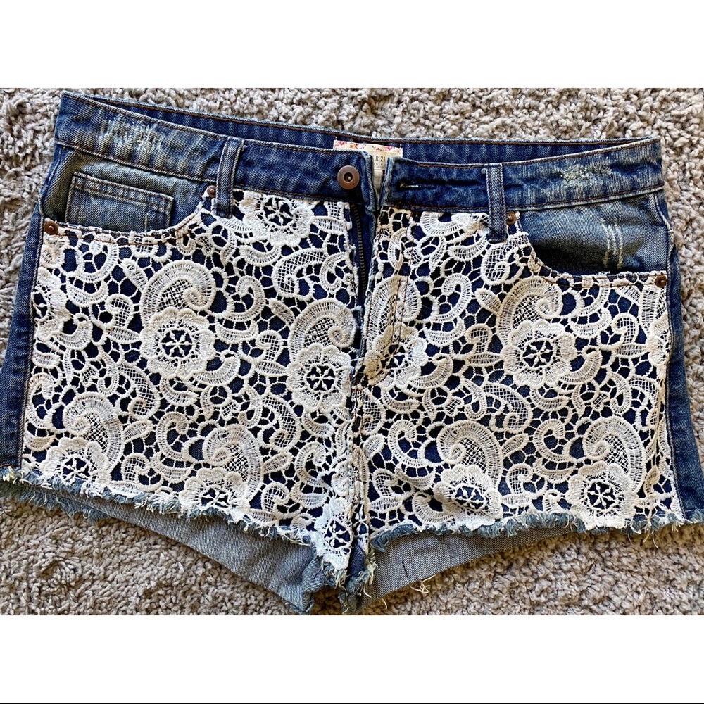 Lace shorts.